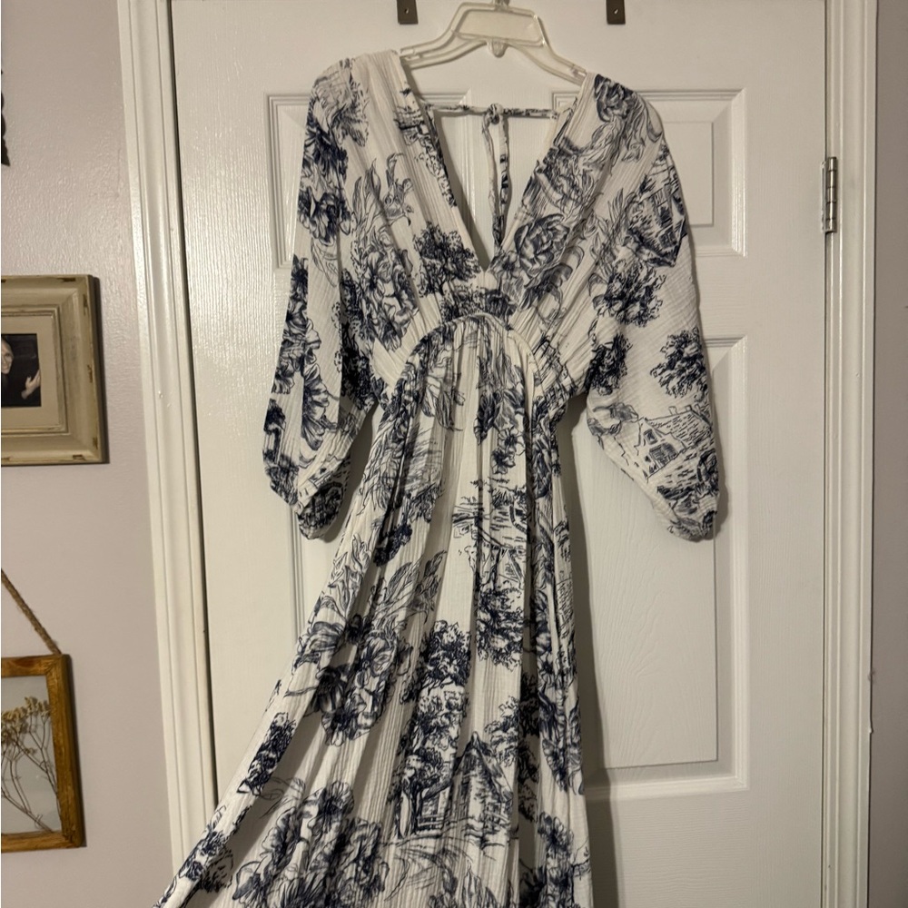 Milano Navy and White Long Sleeve Dress